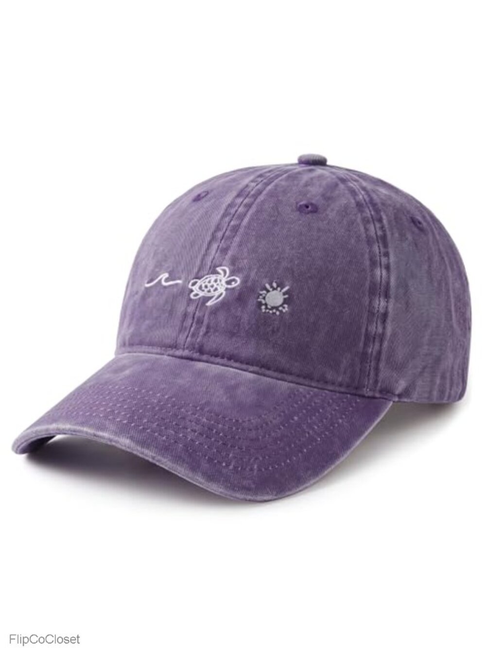 Washed Cotton Sea Turtle Beach Baseball Cap - Adjustable Unisex